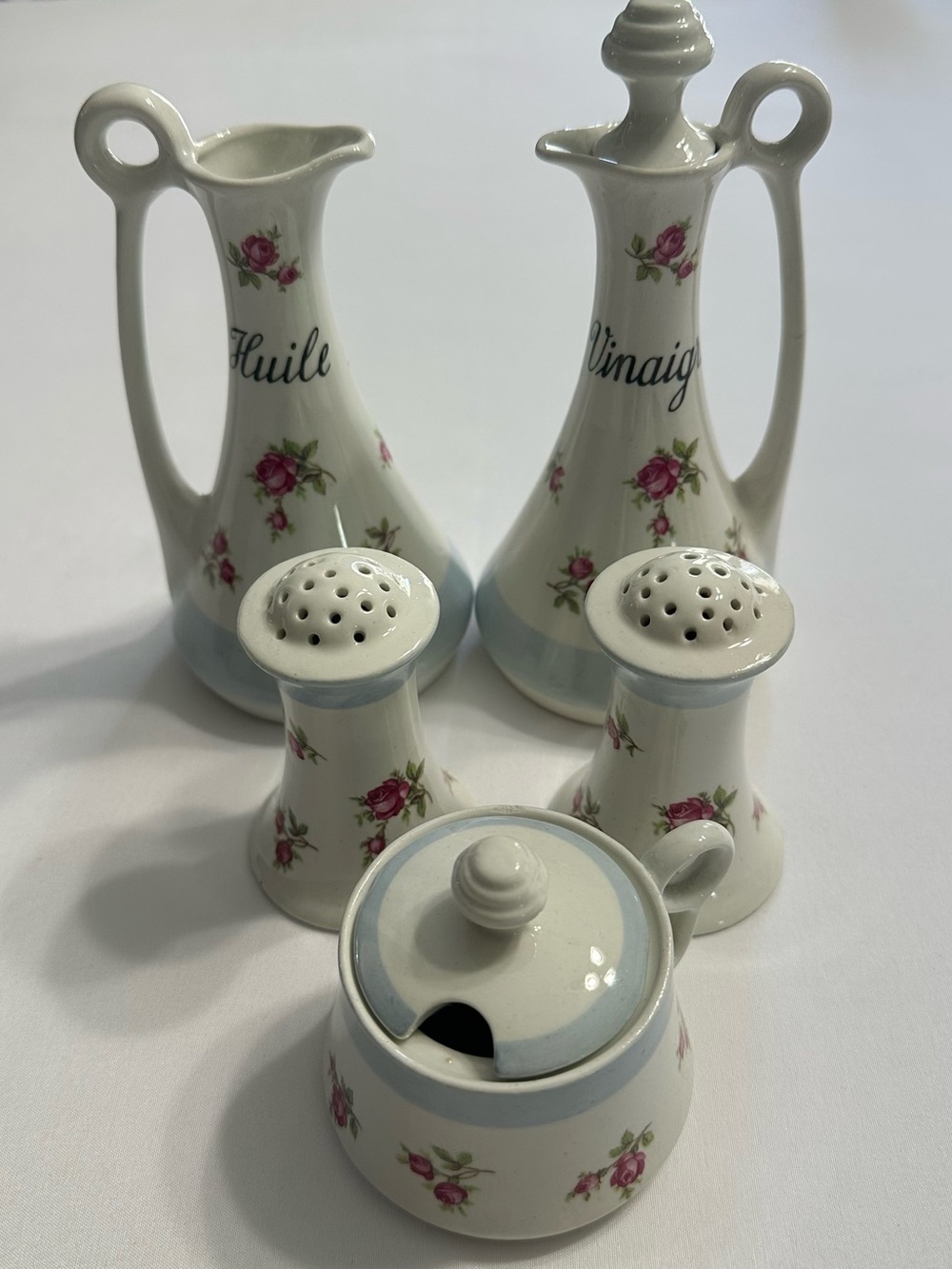 vintage ceramic condiment set,